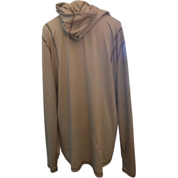 Danskin Now Striped Long Sleeve Lightweight Hoodie, Black/White, Size XL (16/18) - Picture 3 of 4